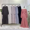 Ethnic Clothing Classic Floral Hem Tie Up Muslim Women's Middle Eastern Fashion Drawstring Dress Robe Femme Musulmane