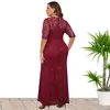 Plus Größe Kleider Elegante Frauen Hochzeit Kleid Dame Party Abend Spitze Weibliche Blau Prom Vestido Hohe Qualität XL-5XL