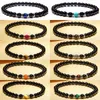 Bedelarmbanden 12 stuks 6 mm helder zwarte kraal blauw groen rood geel tijgeroog steen armband hematiet elasticiteit voor vrouwen mannen sieraden