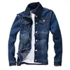 Vestes pour hommes Hommes Denim Veste Automne Hiver Jeans À Manches Longues Slim Fit Turndown Collier Pour Le Travail