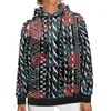 Dames Hoodies Polynesische Tribal Tongaanse Totem Tattoo Tonga Print Dames Volledig Diep Rood Bloemenpatroon Herfst Winter Hip Hop Hoody Met schroefdraad