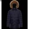 Cappotto Parka con collo in pelliccia di lupo grosso Giacca calda da uomo Piumino lungo monopetto nero con cappuccio Cappotto casual invernale 231229