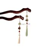 Elegante bastoncino per capelli con nappa in legno, imitazione di giada, forcine per capelli, bacchette, stile antico cinese, copricapo Hanfu, accessori per capelli
