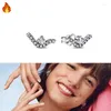 Stud Earrings Original Women's 925 Silver Shining Star Light Feather Flying Luxury Fashion DIY Charm Jewelry