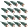 Christmas Decorations 15pcs Pine Tree DIY Xmas Bottle Brush Miniature 10cm Sisal Snow Artificial With Wooden Base Landscape Ornaments