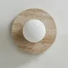 Wall Lamp Yellow Travertine Sconce Light Circular Glass With Switch Wabi Sabi Japanese Staircase Retro Medieval Homestay Bedhead