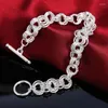 Charm Bracelets Brand 925 Sterling Silver 8 Inch Twisted 3 Circle Bracelet For Ladies Fashion Wedding Party Gift Christmas Ornaments