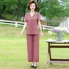 Calças femininas de duas peças moda roupas de verão blusas estilo estrangeiro conjunto coreano perna larga e tops lady sui