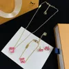 18K Gold Plated Necklace designer for woman fashion jewelry gold silver flower letter with diamond Necklace and bracelet sets Wedding Party gift Combination suit