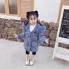 Jackets Cute Coats For Girls Outerwear Long-Sleeve Hooded Pink Warm Coat 2024 Winter Denim Jacket With Plush Large Fur Collar