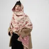 Sciarpe 2024 Autunno Inverno Sciarpa versatile colorata in cashmere Sciarpa con collo caldo e fiore adorabile da donna