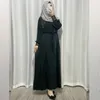 Ubranie etniczne Abaya dla muzułmańskich kobiet na Bliskim Wschodzie szata Diamond damska okrągła szyja solidna sukienka z długim rękawem