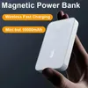 Nova alta qualidade PD 15W Mini portátil 5000mAh 10000mAh Carregador de bateria magnético magnético para pro max Magsafe Wireless Power Bank Carga rápida