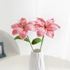 Flores decorativas 6 piezas de lirio tejido a mano, regalo del día de la madre, tulipán, rosa, ramo de flores artificiales de ganchillo, hilo, decoración de escritorio casera