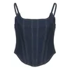 Tanques de mujer Houzhou Denim Tank Top Mujeres Y2K Streetwear U Collar Irregular Patchwork Slim Sexy Corset Suspender Chaleco 90s Ropa vintage