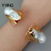 Y.YING gekweekte witte Keshi Pearl Bangle goudkleurige vergulde armband 231229