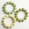 Strand 17MM Bodhi Root Bracelet Rare Large Size Round Beaded Green Improved Throw Collection Exquisite Jewelry