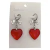 Dangle Earrings Vintage Crystal Heart Hoop Goth Bowknot Charm Korean Fashion Ear Hook Accessories Y2k Jewelry