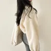 Giacche da donna Y2k Colletto corto alla coreana Cappotto caldo in lana d'agnello imitazione Streetwear Solido Cerniera allentata Cardigan spesso Top per abbigliamento donna