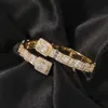 Bling King CZ Custom öppnade Square Zircon Baguette Iced ut justerbart armband för män Luxury Drop 220218245e