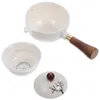 Set di stoviglie Brocca con manico laterale in ceramica Teiera resistente al calore Stoviglie che puoi allentare Strumento per la produzione di birra portatile in legno per uso domestico Bollitori da viaggio