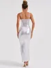 Casual Dresses Mozision Spaghetti Strap Backless Skinny Sexy Maxi Dress for Women Fashion Strapless Sleeveless BodyCon Club Party Long Long