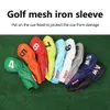 9 st/set golfklubb täcker mesh design tjock plysch dammtät förhindra skada vattentäta hållbara golfs järnhuvudtäckningar leveranser 231229