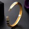 Zlxgirl Fashion woman Gold color wedding bangle bracelet jewelry Colorful AAA cubic zircon punk bracelet couple bijoux gifts 231229
