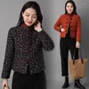 Damen Trenchcoats Herbst/Winter Jacke Mittleres Alter Ältere Mutter Ethnischer Stil Retro Chinesischer Knopf Bedruckter Baumwollleinen Verdickter Steppmantel