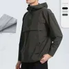 Lu Outfit Lu Men Hooded Jacket Outdoor Running Climbing Clothes Waterproof Quick Torking Fishing Cykling Vandring Sportjackor Nya