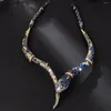Цепочки-призраки, оригинальный дизайн, медное позолоченное двойное цветное ожерелье с натуральным камнем и бриллиантами, тяжелая промышленность