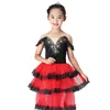 Stage Wear Costume de ballet en tulle rouge noir femmes robe espagnole pour filles adultes enfant danse romantique tutu performance