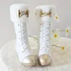 Botas de Natal meninas de couro inverno lolita longo pequeno arco de salto alto princesa crianças saltos altos