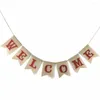 Party Decoration 7 Flags Sign"WELCOME" Jute Garland Banner Handmade Rustic Burlap Bunting Christmas Wedding Decorations Event Supply