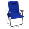 Kampmeubilair 2-pack verstelbare 4-positie extra grote strandstoel blauwe stoelen opklapbare fauteuil