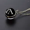 Pendant Necklaces Spherical Glass Initial Necklace Double Sided Material Name Gift For Boyfriend And Girlfriend