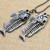 Pendant Necklaces 2 Colors Fish Bone Shape Fishing Hook Punk Style Men Stainless Steel Link Chain Accessories For