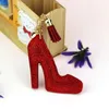 Keychains Creative High Heel Shape Rhinestone Key Velvet Material With Metal Ring Wholesale Price Jewelry Accessories