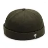 Berets Vintage Coconut Tree Stickerei Mütze Männer Spring Vermieter Hut Unisex Trendy Street Hip Hop Randless Verstellbarer Motorhaube