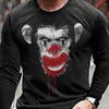 T-shirts voor heren Lente en herfst Casual mode 3D digitaal printen Eenvoudig T-shirt met lange mouwen Straatkleding voor heren