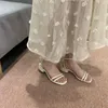 Sandalen Damen Knöchelriemen mit geflochtenem Obermaterial Design Lady Heel
