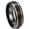 Party Ring Exquisite Rose Gold Side Men Rings Real Tungsten Carbide Wedding Bands Anillos para hombres Male Ring213g