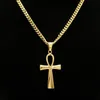 Gyptian Ankh clé charme Hip Hop croix or argent plaqué pendentif colliers pour hommes de haute qualité mode fête bijoux cadeau 199u