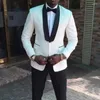 Ternos masculinos branco casamento smoking para africano 2 peça magro ajuste masculino moda jaqueta com calças pretas negócios noivo wear