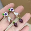 Hoop Earrings Minar Unique Design Colorful Enamel Painting Cartoon Chinchilla Blackberry Flower Fruit Grape Long Dangle For Women