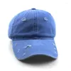 Ball Caps Personality Wash Distressed Ripped Baseball Cap Bend Brim Shade Zonnehoed Soft Top Custom Logo Borduursel