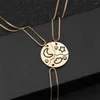 Colares de pingente 3 pcs elegante moda pescoço acessórios geométrico colar moeda criativa elegante jóias