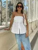 Dames Tanks Mode Tube Top Zomer Vrouwelijke Elegante Rechte Hals Backless Sexy Crop Dames Casual Plooien Corset Kleding