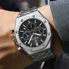 Horloges High End Business Quartz Horloge met drie ogen Multifunctionele stalen riem Heren S Simple FashionB0161