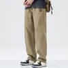 Herrenhose, lässige Hose, Retro-Stil, weites Bein, Cargohose mit elastischen Taillentaschen für bequeme, warme, durchgehende Hose für Herren